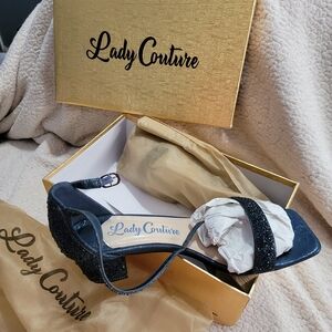 Lady Couture Black Glitter Heels